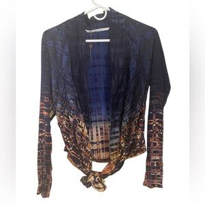 Twelfth Street by Cynthia Vincent Beautiful Silk Whimsical Colorful Tie‎ Top Sm